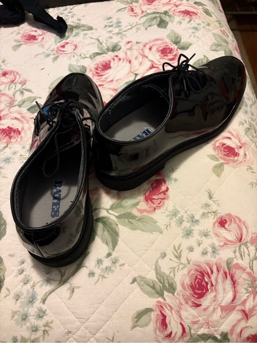 Bates Men’s Black Patent Leather Oxfords